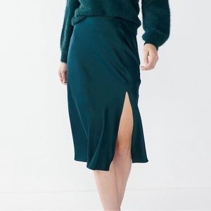 Green Satin Skirt - Cara Santana X Nine West Size XL